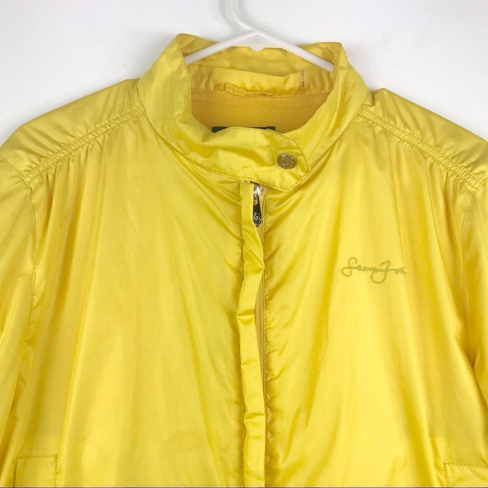 Sean John Lemon Yellow Nylon Zip Up Crop Jacket - Picture 5 of 16